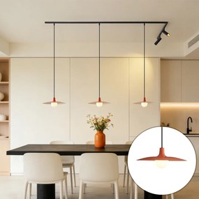 Sistema de iluminação de trilho moderno preto com 2 focos e 3 luzes pendentes laranja 1-fase - Slimline Uzzy Panzi