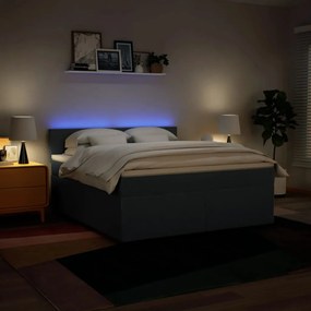 Cama com molas/colchão 180x200 cm tecido azul
