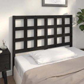 Cabeceira de cama 125,5x4x100 cm pinho maciço preto