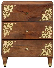 mesa de cabeceira Castanho mel com padrões decorativos dourados
