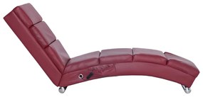 Chaise longue de massagens couro artificial vermelho tinto