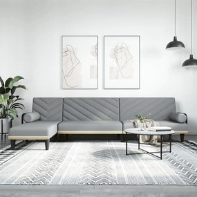3157269 vidaXL Sofá-cama em forma de L 260x140x70 cm tecido cinzento-claro