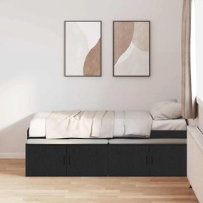 vidaXL Estrado de cama com arrumação Carvalho preto 100 x 200 cm
