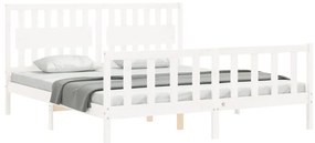 Estrutura cama Super King Size c/ cabeceira madeira branco