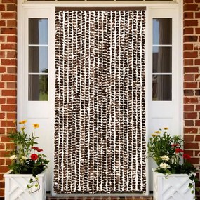 vidaXL Cortina anti-insetos 100x200 cm chenille castanho e branco