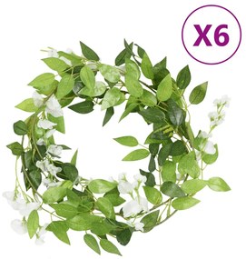 Grinaldas de flores de Natal 6 pcs 200 cm branco