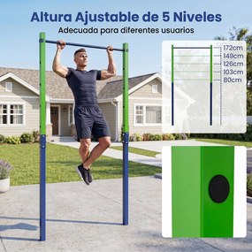 Barra de Elevações Exterior, 115 x 5 x 231,5 cm, Altura Regulável em 5 Posições, Verde