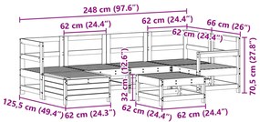 7 pcs conjunto de sofás para jardim pinho maciço branco