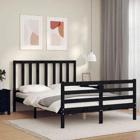 3193855 vidaXL Estrutura de cama com cabeceira 120x200cm madeira maciçao preto