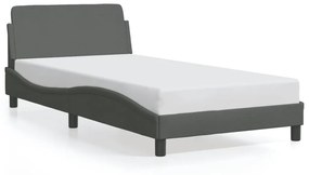 Estrutura de cama c/ cabeceira 100x200 cm tecido cinza-escuro