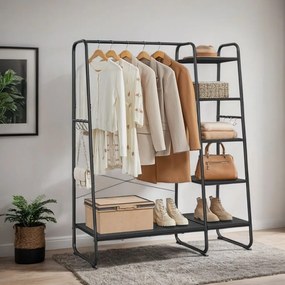 Guarda Roupa aberto com 6 ganchos 45 x 120 x 160 cm em preto