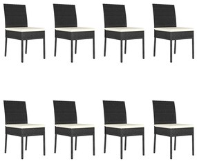 9 pcs conjunto de jantar para jardim vime PE preto