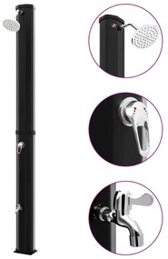 vidaXL Chuveiro solar de exterior c/ cabeça e torneira 35 L preto