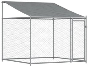 Jaula para cão com telhado/porta 4x2x2 m aço galvanizado cinza