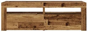 Mesas cabeceira c/ luzes LED 2 pcs 60x35x40 cm madeira velha