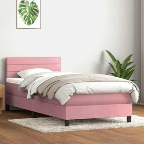 vidaXL Cama com molas/colchão rosa 80x210 cm veludo