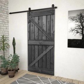 vidaXL Porta 80x210 cm madeira de pinho maciça preto