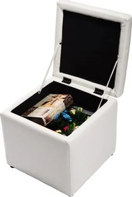 Banco de arrumação pufe com tampa estanque em PU para hall de entrada quarto 40 x 40 x 40 cm Branco