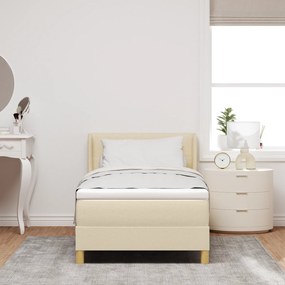 Cama Box Spring vidaXL com Colchão Creme 90x190 cm Tecido