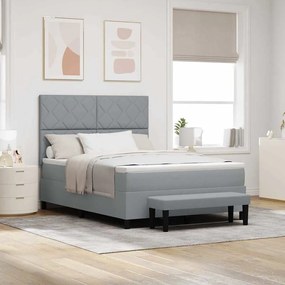 vidaXL Cama Box Spring com Colchão e Banco Cinza Claro 160x200 cm Tecido
