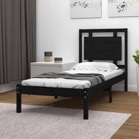 Estrutura cama pequena solteiro 75x190 cm madeira maciça preto
