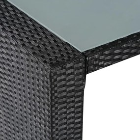 Conjunto de jantar para exterior 9 pcs vime PE preto