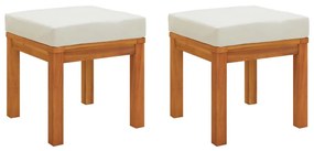 3 pcs conjunto de jantar p/ jardim c/ almofadões acácia maciça