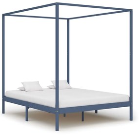 283278 vidaXL Estrutura de cama com toldo 160x200 cm pinho maciço cinzento