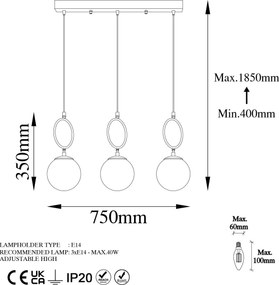 Candeeiro de Teto Ring – Branco – 75 cm x 185 cm