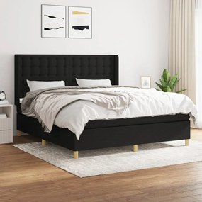 vidaXL Cama com molas/colchão 160x200 cm tecido preto