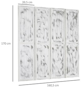 Biombo Dobrável de 4 Painéis Separador de Ambientes 160,5x170cm Divisória de Ambientes Decoração Elegante para Dormitórios Sala de Estar Cozinha Branc