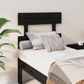 vidaXL Cabeceira de cama 93,5x3x81 cm pinho maciço preto
