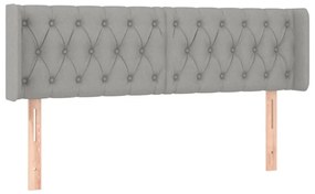 Cabeceira cama c/ luzes LED tecido 163x16x78/88 cm cinza-claro