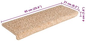 Tapete/carpete para degraus 15 pcs 65x21x4 cm dourado