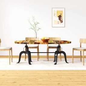 vidaXL Mesa de jantar madeira reciclada maciça + aço 180 cm