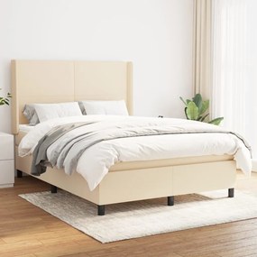 vidaXL Cama com molas/colchão 140x200 cm tecido cor creme