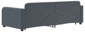 Sofá-cama com gavetão 90x200 cm veludo cinzento-escuro