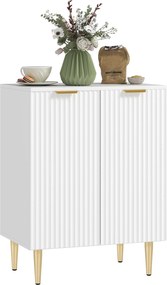 Aparador de cozinha com 2 portas, prateleira ajustável e pés metálicos elevados, 60 x 40 x 80 cm, branco