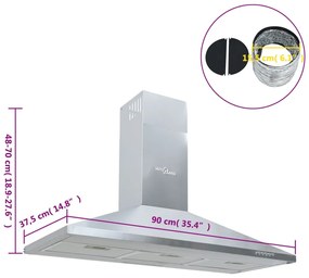 Exaustor 90 cm aço inoxidável