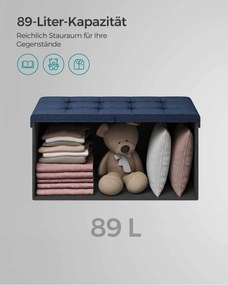 Banco entrada ou quarto com espaço de arrumação 38 x 76 x 38 cm azul