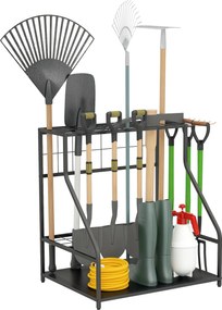 Organizador de ferramentas de jardim com ganchos para ferramentas de garagem, de 3 níveis, 84 x 53 x 73 cm