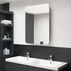 Armário espelhado p/ casa de banho LED 60x11x80 cm carvalho