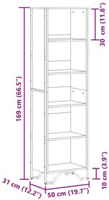 Estante 50x31x169 cm derivados de madeira cinzento sonoma