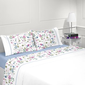 Jogo de lençóis 100% algodão - Casa&Algodão: Cama 150cm - 1 lençol ajustable 150x200+30 cm + 1 lençol superior 240x300 cm + 2  fronhas 50x70 cm