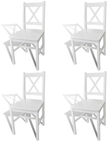 vidaXL Cadeiras de jantar 4 pcs madeira de pinho branco