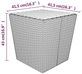 5 pcs conjunto de bistrô p/ jardim vime PE/acácia maciça preto