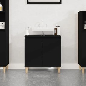 vidaXL Móvel para lavatório 58x33x60 cm derivados de madeira preto