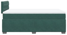 Cama boxspring com colchão 120x200 cm veludo verde-escuro