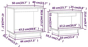 Mesas de centro de encastrar 2 pcs pinho maciço branco