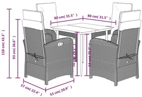 5 pcs conjunto de jantar p/ jardim c/ almofadões cinzento claro